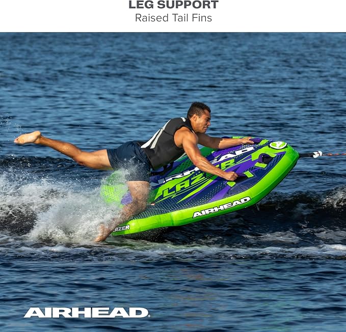 Airhead Slice Towable 2-4 Rider Models, Tube for Boating and Water Sports, Heavy Duty Full Nylon Cover with Zipper, EVA Foam Pads, and Patented Speed Safety Valve for Easy Inflating & Deflating