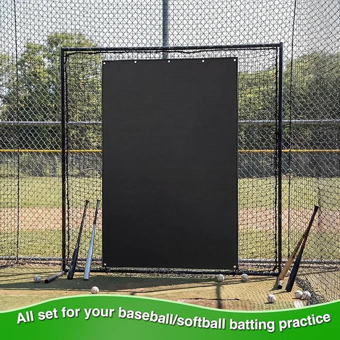 Batting Cage Backstop Heavy Duty Reinforced Baseball Batting Cage and Net Saver for Baseball Softball Hitting Pitching