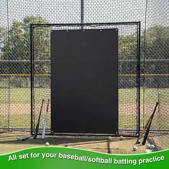 Batting Cage Backstop Heavy Duty Reinforced Baseball Batting Cage and Net Saver for Baseball Softball Hitting Pitching