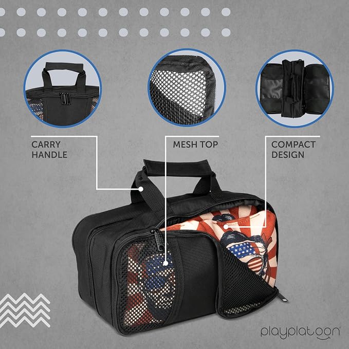 Play Platoon Cornhole Bag Carrying Bag, with 4 Separation Pouches, Black