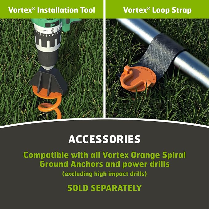 Vortex (1-Pack) 16" Spiral Ground Anchors, Steel Screw In with Folding Ring, 425 lb Pull Force, Orange ANCFR16-ORG-A