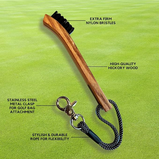 Golf Brush (2 Pack) - Cord and Clip Attachment for Bags and Carts, Club Cleaner Ideal for Woods and Irons - Golf Accesories for Men and Women