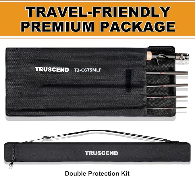 TRUSCEND Craz Easy Control Baitcasting Fishing Rods, 1-Piece Performance Multi-Piece Travel Rod, High Strength & Sensitive Backbone, Tough Fishing Rod with Toray Carbon, Fuji A Ring & K Guide