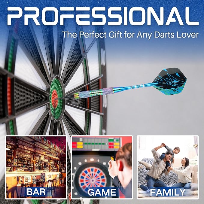 Soft Tip Darts Set with Gift Box Dart Case Professional Darts Plastic Tip with 100 Dart Tips 12 Shafts 24 Flights Tool Kit Flight Protectors for Electronic Dart Board