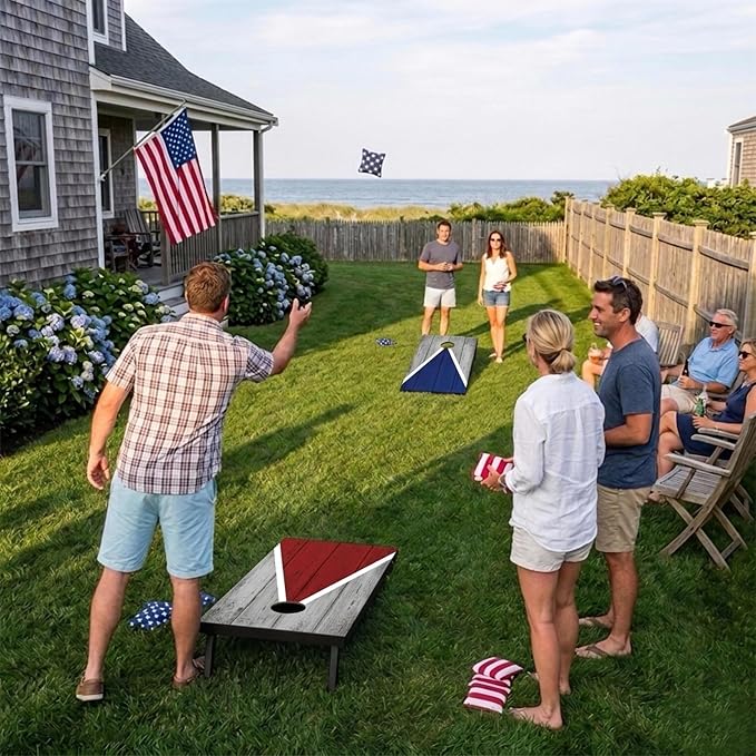 Portable Cornhole Board Set - Premium MDF Wood Corn Hole Game with 8 Regulation Bean Bags, for Backyard, Camping, and Outdoor Tailgating - Choose 3x2' Tailgate or 4x2' Regulation Size