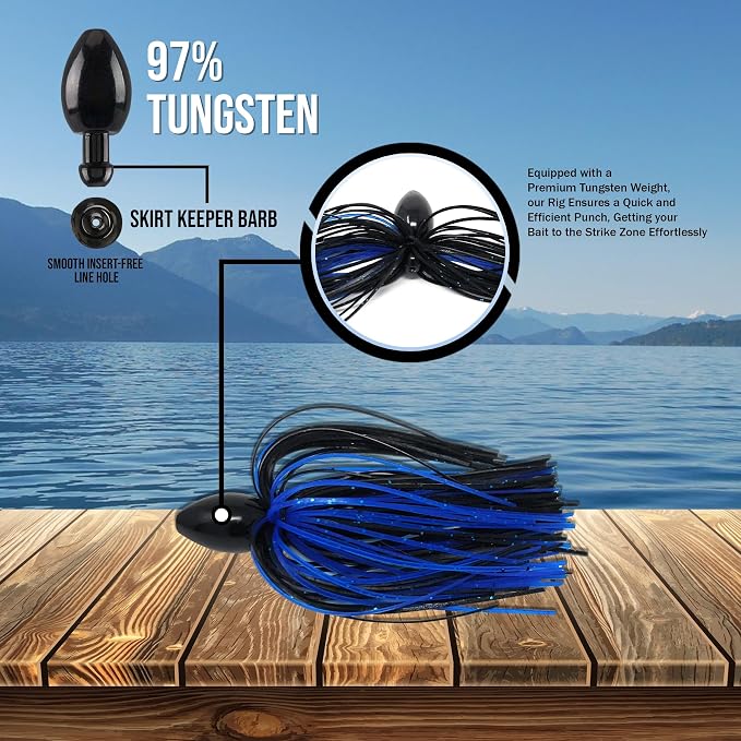 Reaction Tackle Skirted Tungsten Punch Rigs/Tungsten Fishing Weights with Skirt for Bass Fishing/Punch Through Heavy Cover and Thick Vegetation