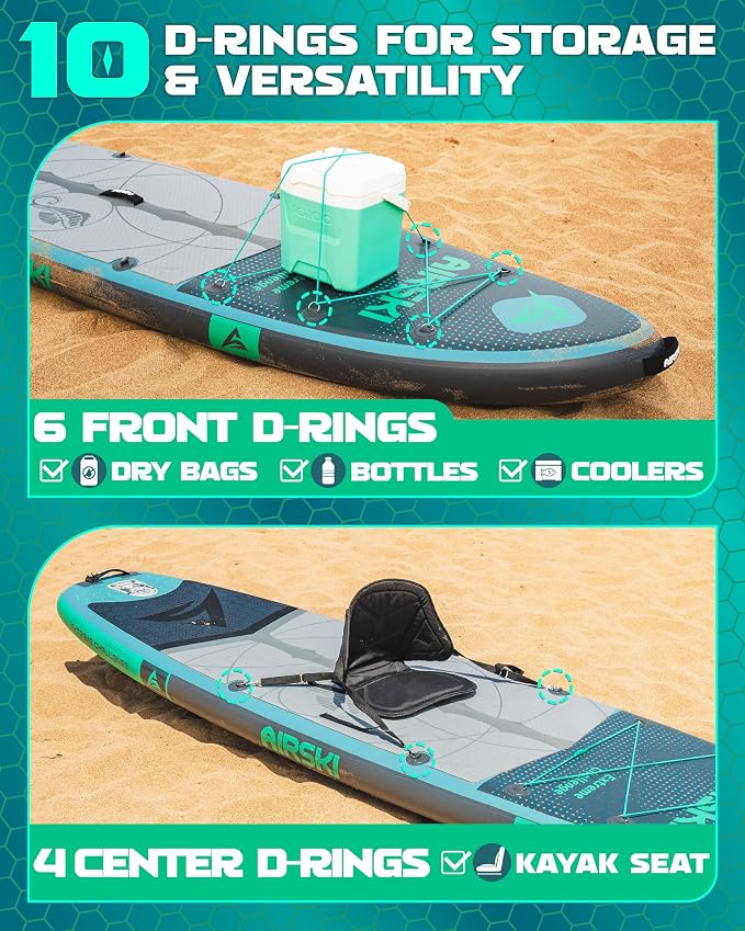 11'x34'' Extra Wide Inflatable Paddle Board, Stand-up Paddleboard for Adults, 420lb Capacity, Anti-Slip EVA, Stand-up Paddle Board for Yoga/Fishing/Family, US Fin, High-Pressure Pump, 100L Bag