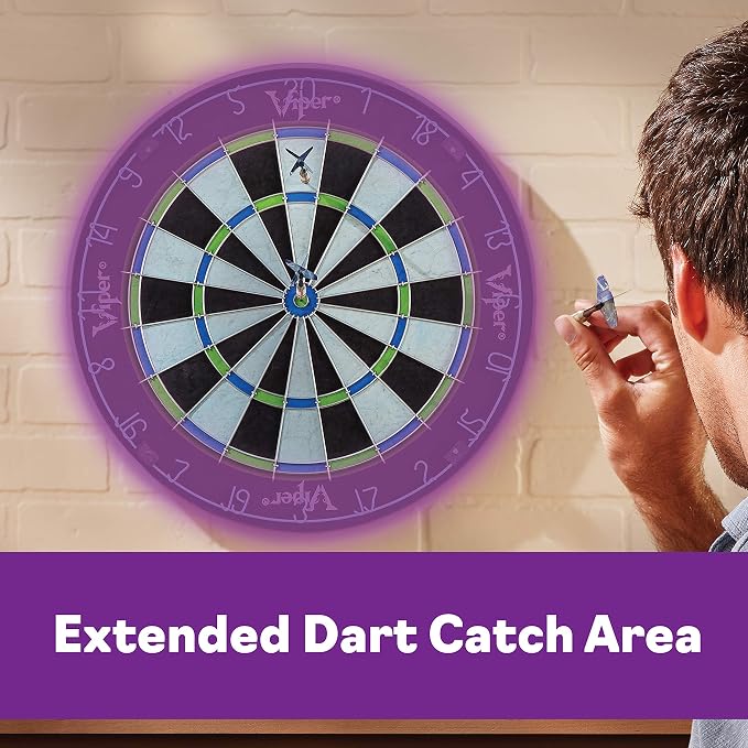 Viper Chroma Tournament Bristle Steel Tip Dartboard Set with Staple-Free Bullseye, Galvanized Metal Triangular Spider Wire for Reduced Bounce Outs; High-Grade Self-Healing Premium Sisal