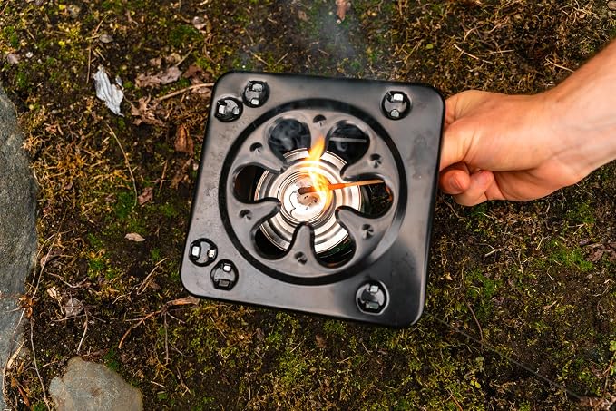 Coghlan's Portable Folding Camp Stove – Compact, Lightweight Steel Cooking Stove for Camping, Backpacking, Hiking, or Emergency Use – Uses Canned Heat or Fuel Tablets, Black (Pack of 6)