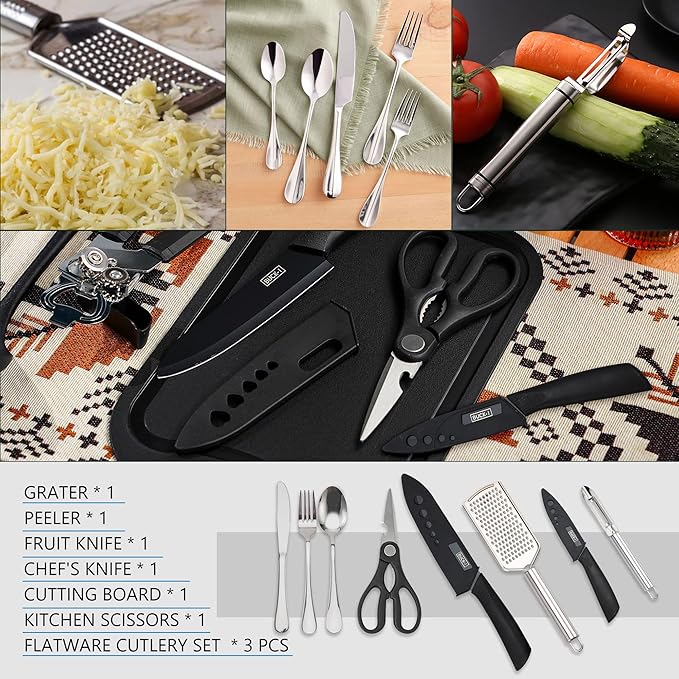 Wesqunie Camping Cookware Cooking Utensils Set - 25Pcs Camp Kitchen Essentials Kit, Portable Outdoor Camper Gear Accessories, Overland Equipment for RV Picnic Grill