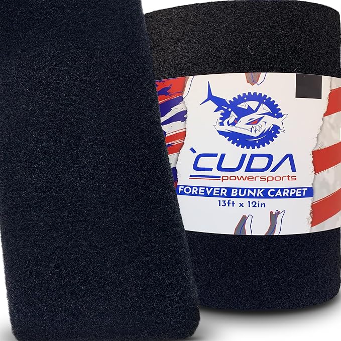 Cuda Boat Trailer Bunk Carpet FOREVER-12 Inch Wide x 13ft- 20 Year Life 36 Oz Roll- Cuda Bunk Carpet for Boat Trailers Parts Accessories Black Lift Runners Covers Waterproof