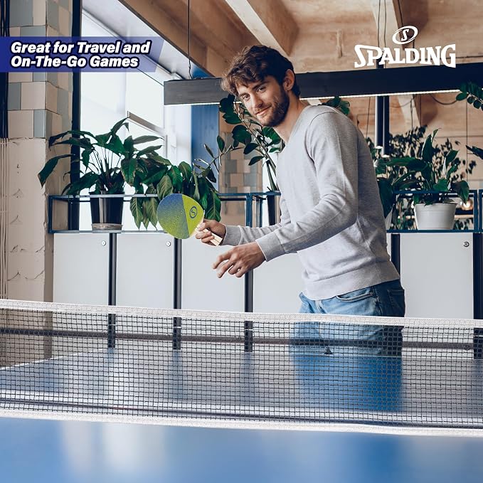 Spalding - Ping Pong Set, Adjustable Table Tennis Net, Rubber Paddles