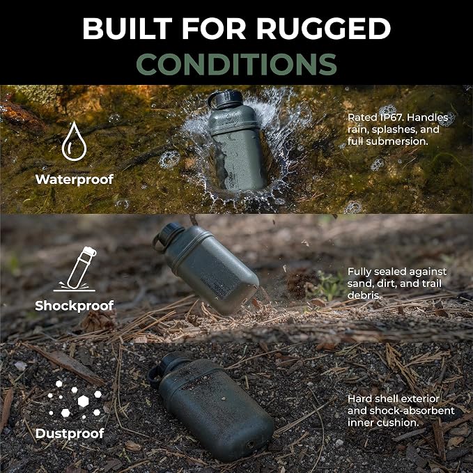 NESTOUT Rugged Power Bank, 10000mAh Outdoor Battery Charger, 20W USB-C Fast Charging PD, Waterproof IP67, Durable Shockproof, Battery Pack for iPhone Hiking Travel Camping (Olive Green, 10000mAh)