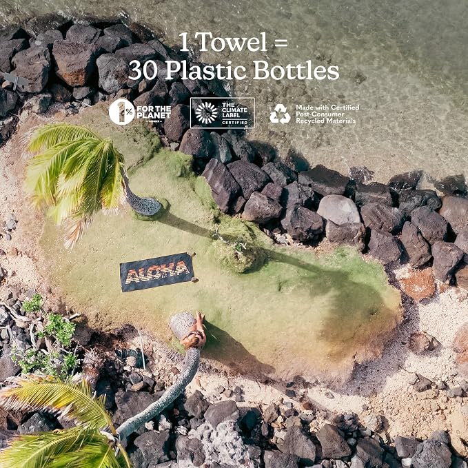 Nomadix Original Towel - Perfect for Beach, Pool, Travel, Camping, Yoga - Made with Recycled Materials - Super Absorbent - Sand Resistant - Aloha Sunset - 72.5x30