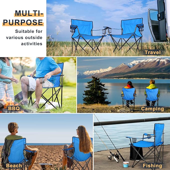 Joyfair Portable Camping Chair, Outdoor Lawn Folding Chairs for Adults, Heavy Duty Large Foldable Chairs for Beach, Fishing, Tailgating and More Outdoor Sport, Carry Bag & Cup Holder