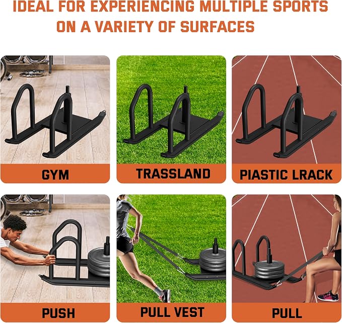 Weight Sled for Training, Heavy Duty 500 LBS Pull Push Sled for Outdoor, Indoor, Football, Durable Steel Weighted Sled, Compatible with 1" & 2" Weight Plate, Frame with Adjustable Reflective Stripe Vest