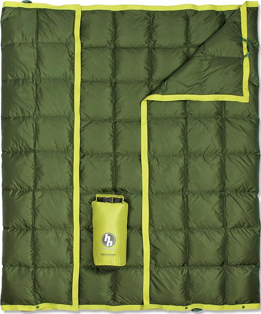 Horizon Hound Down Camping Blanket 650 Fill Power - Ultralight Backpacking Quilt (1lb 6oz) Warm & Water-Resistant 20D Nylon Shell for Outdoors, Camping, Hiking, Travel, & Stadium - Packable