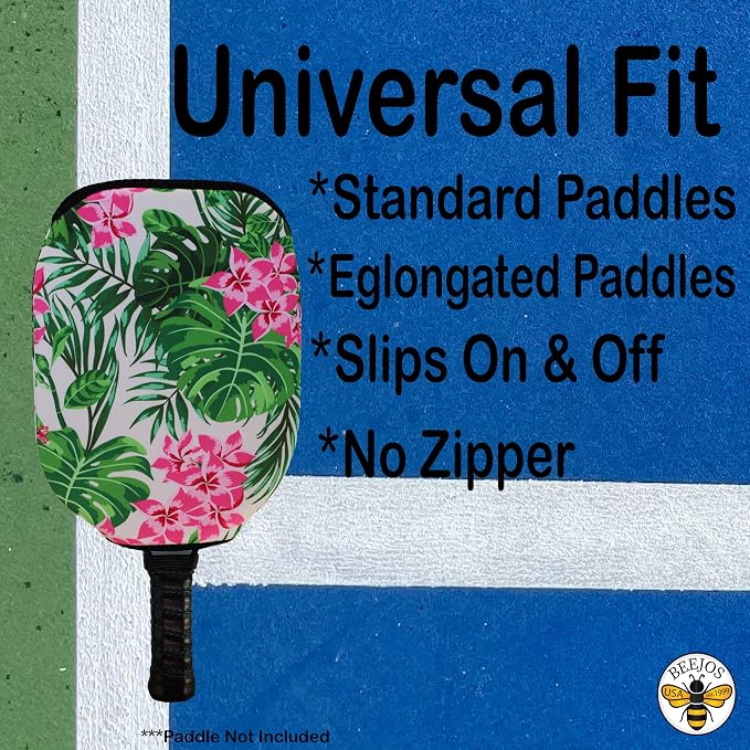 BeeJos Hawaiian Collection: Premium Slip-On Pickleball Paddle Cover-Fits Standard Size Paddles-Zipperless (Paddle not Included)