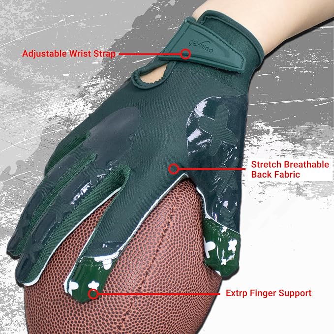 Football Gloves for Youth and Adult Men,Sticky Adhesive Palms Receiver Gloves,Grip Boost Flag Football Accessories Gifts for Family and Friends