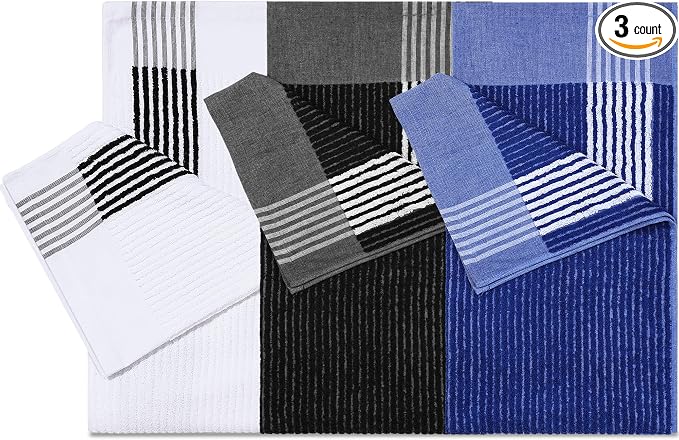 Buryeah Golf Towel 22 x 44 Inch Cotton Golf Caddy Towel Camping Large for Caddies Golfers Tour Players Club with Stripe