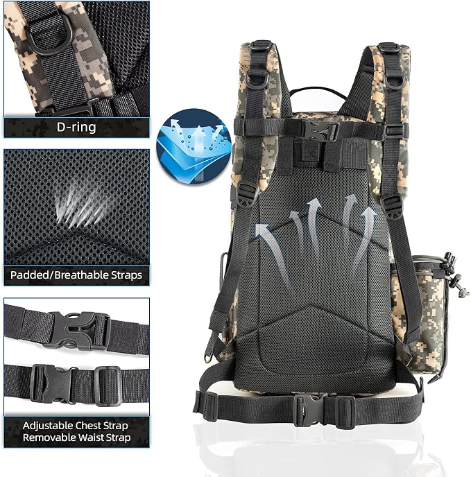 BLISSWILL Fishing Backpack - Waterproof with Rod Holder, Ideal Fishing Gear and Gifts for Men