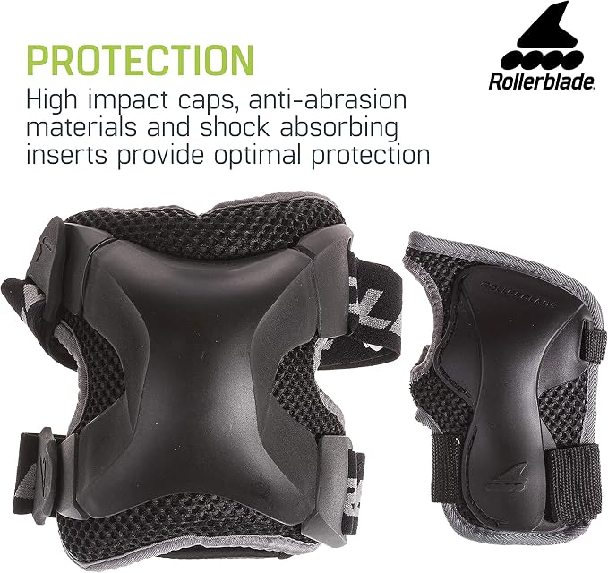 Rollerblade X Gear 3 Pack Protective Gear, Knee Pads, Elbow Pads and Wrist Guards, Inline Skating, Multi Sport Protection, Unisex, Black