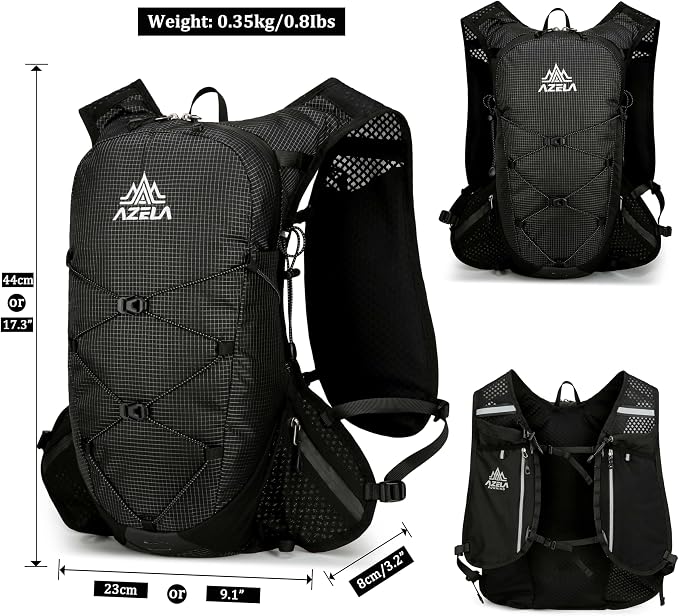 Lightweight Hydration Vest Backpack for Running, Cycling, Hiking, Bladder Pack with Bottle Holder for Outdoor Sports (BLACK, No Trekking BAG)