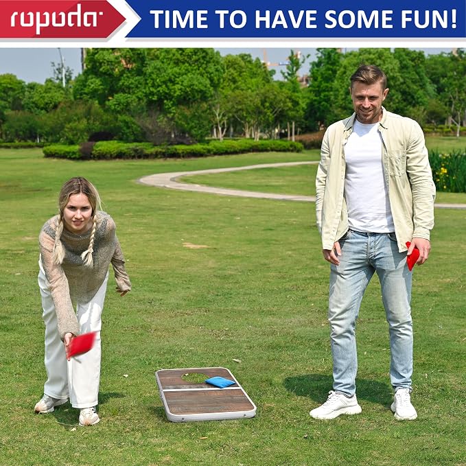 ROPODA Portable Cornhole Board Set,24x16 / 30×20in Corn Hole Games for Adults with 8 Bean Bags, Lightweight Aluminum Alloy Edging Cornhole Set for Outdoor Games, Beach and Tailgates