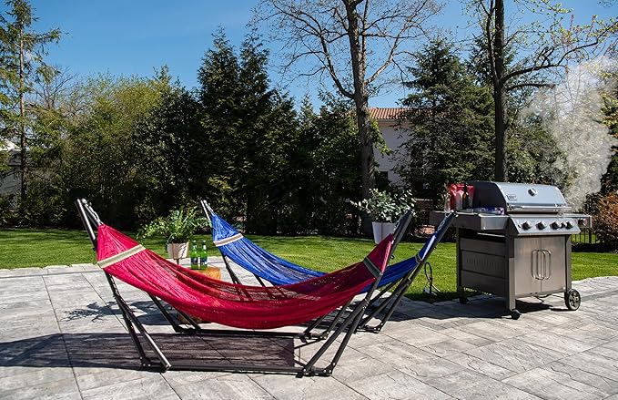 Best Home Fashion Portable Hammock with Collapsible Steel Stand, 450 lbs Capacity, No Tools Assembly, Carrying Bag Included, Perfect for Indoor Outdoor Backyard Patio Camping Beach, Navy
