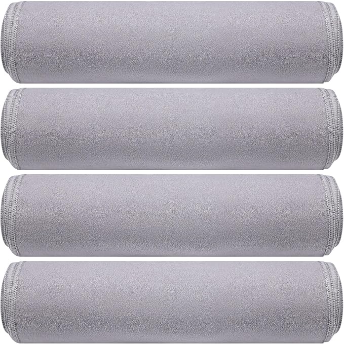 Breling 4 Pack 72" x 24" Hot Yoga Towel Non Slip Microfiber Mat Towel Sweat Absorbent Soft Pilates Mat Essentials for Hot Yoga Pilates Exercise(Light Grey)