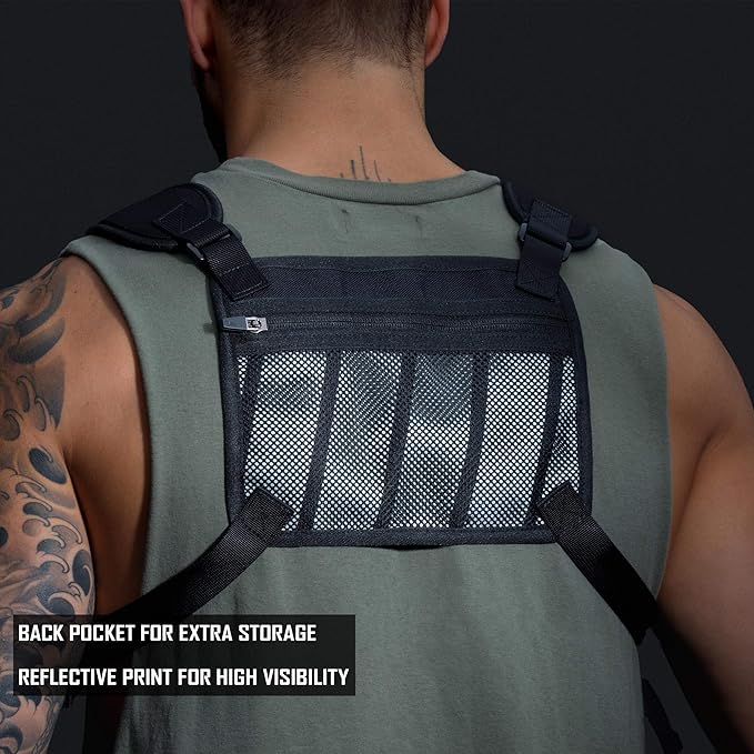 MVRK Water Resistant Running Vest Chest Pack, Phone Holder for Running, Lightweight Training Pack with Reflective Detail