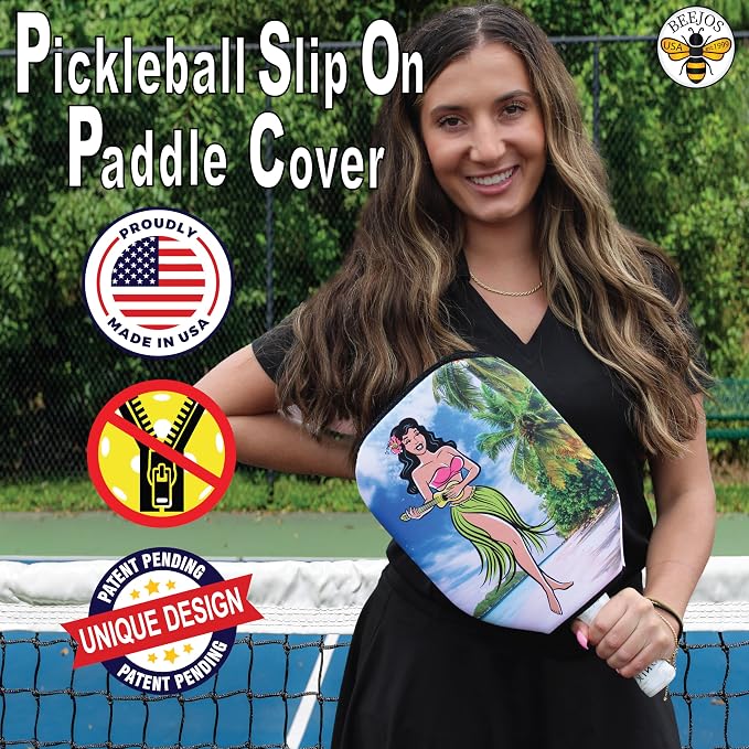 BeeJos Hawaiian Collection: Premium Slip-On Pickleball Paddle Cover-Fits Standard Size Paddles-Zipperless (Paddle not Included)