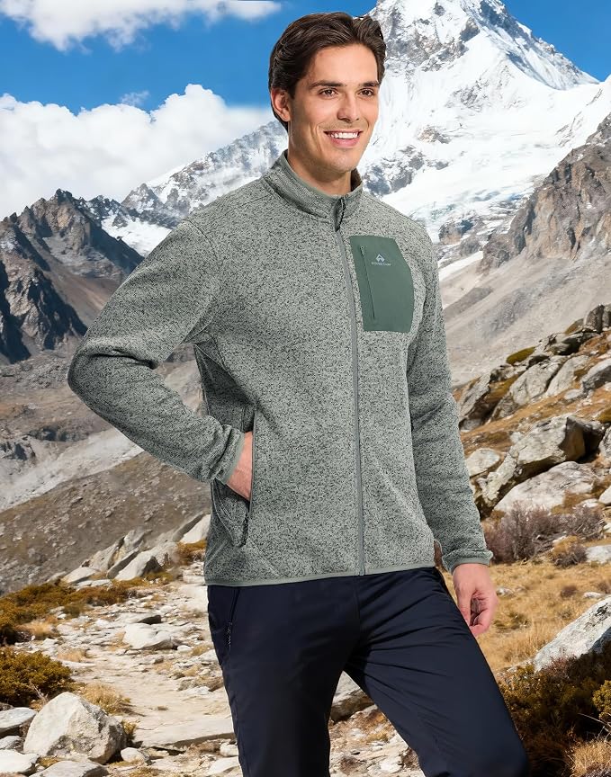 Pioneer Camp Men's Fleece Jackets Full Zip Lightweight Winter Warm with Zipper Pockets Athletic Camping Outwear Coat