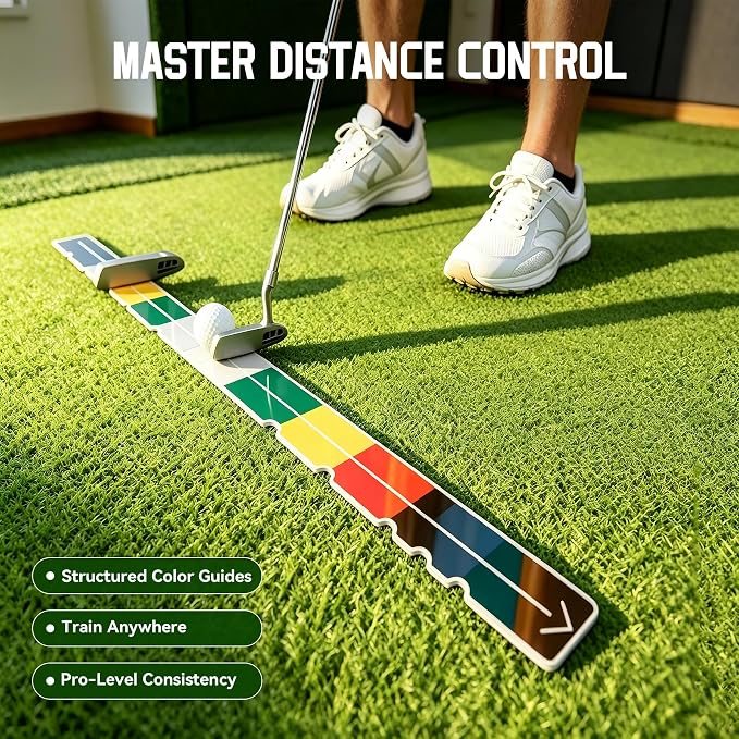 2PCS Golf Putting Aid Stroke Meter 2.0, Improve Stroke Length, Speed & Distance Control, Professional Alignment Aid for Indoor & Outdoor Practice