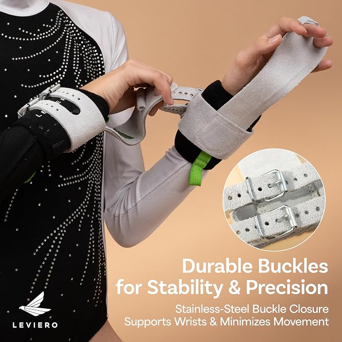 Gymnastics Grips Set Narrow Squeeze, Grips for Gymnastics Girls, Dowel Grips with Soft Leather, Double Buckle Wrist Closure, and Adjustable Finger Holes, for All Ages