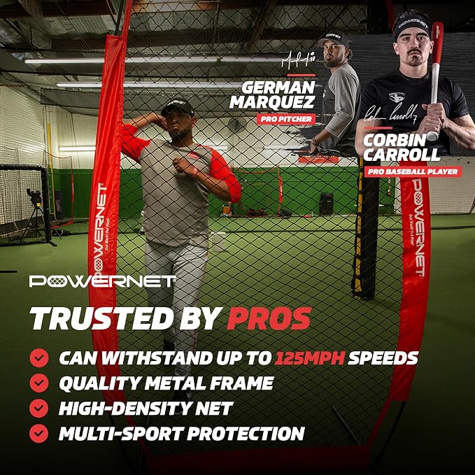 PowerNet Baseball Training Equipment Baseball Net, Portable Softball Batting Practice Pitching Screen, 7-FT I-Screen or A-Frame Pitching Net