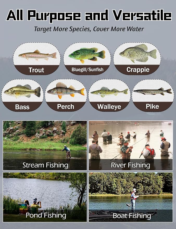 LITTMA Trout&PANFISH Ultralight Fishing Rod 2 PCS – Trout, Crappie, Panfish Micro Spinning Rods – Brown Carbon Fiber Blank, Cork Handle – 5’6”/6’/6’6”/7’
