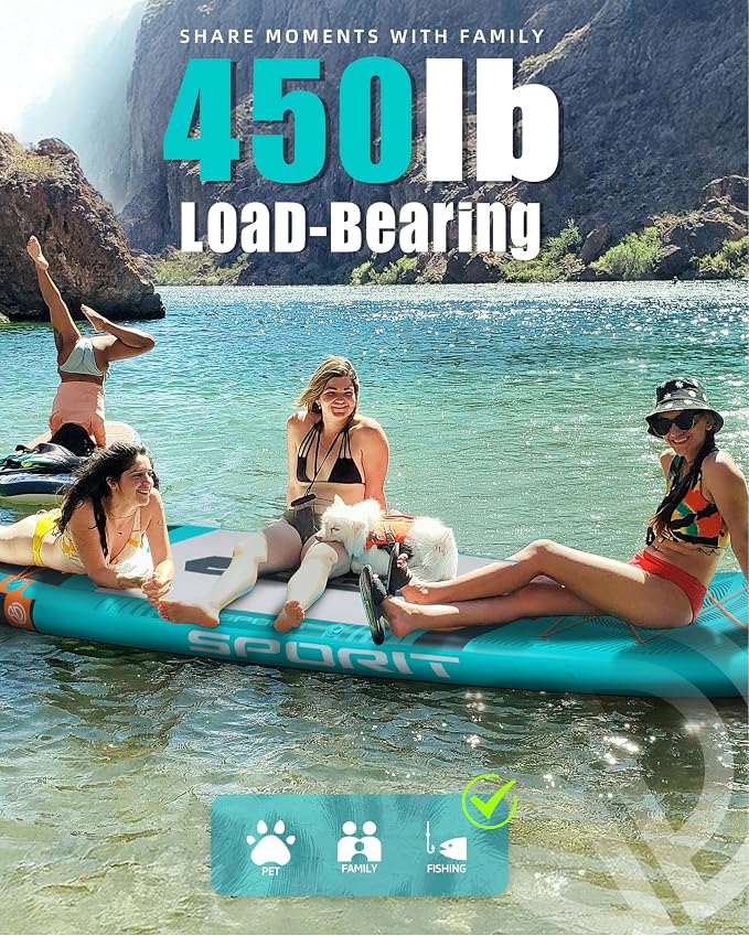 11'6×35" Super Wide Inflatable Stand Up Paddle Board, Ultra Stable SUP Board for Adults, 450lb Capacity with Shoulder Strap, 100L Backpack, Removable US Fin, Floating Paddle, Safety Leash