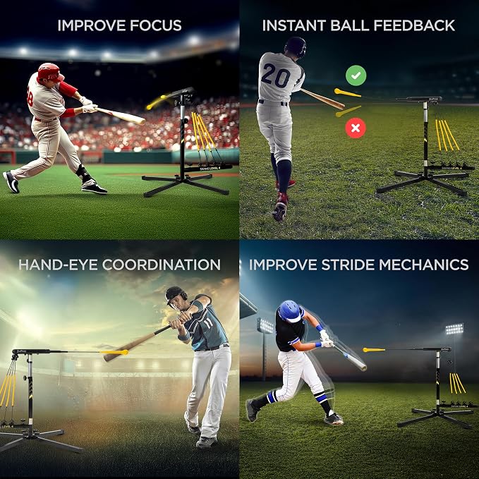 ZivPlay Baseball Hitting Trainer Baseball Swing Trainer Softball and Baseball Training Equipment for Batting Practice with Height and Speed Adjustment