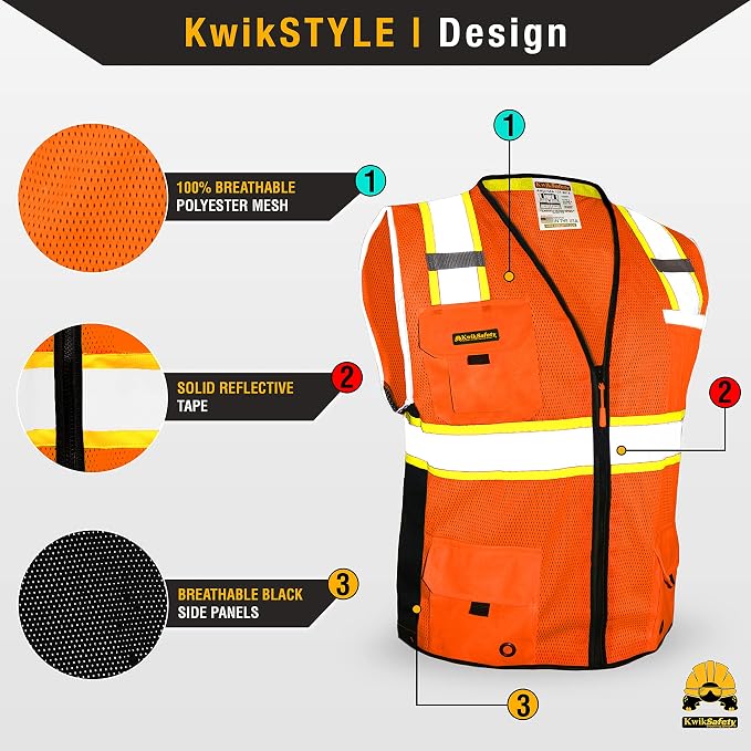 KwikSafety - BIG KAHUNA Safety Vest | Base & Limited Edition | Class 2 Reflective Vest ANSI OSHA Safety Vest for Men