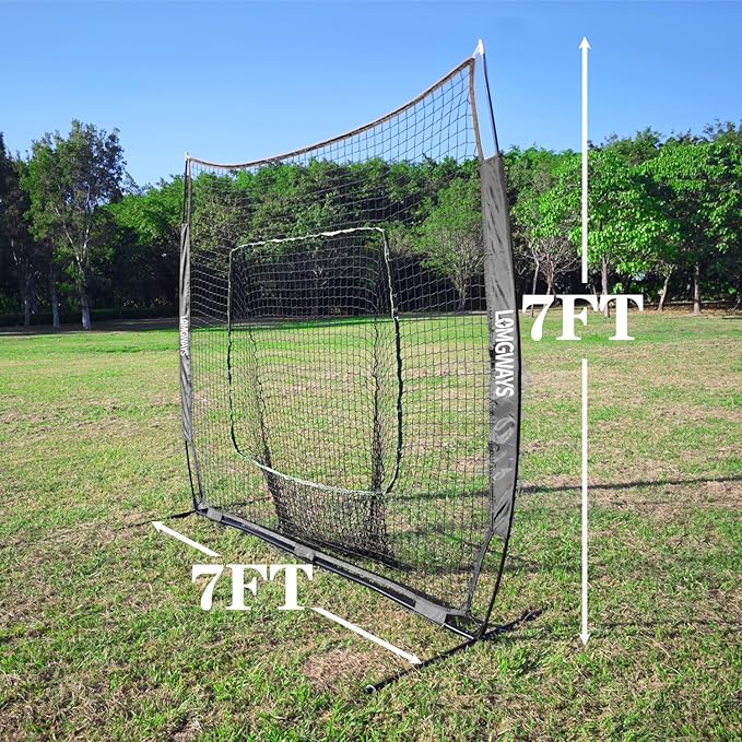 7x7ft/8x8ft Baseball Softball Net with Steel Frame for Batting, Hitting, Pitching, Portable Baseball Batting Net with Carry Bag, Great for All Levels