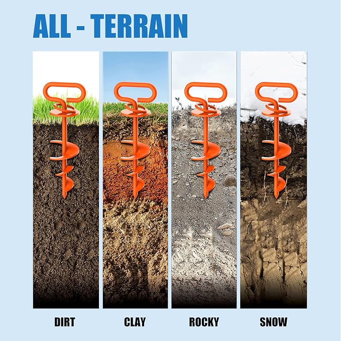Eurmax USA 2-Pack Heavy Duty Dog Tie Out Stake, No-Tangle In Ground Anchor Runner for Large Dogs up to 210 Lbs - Perfect for Yard, Beach and Camping (Oval,Orange)