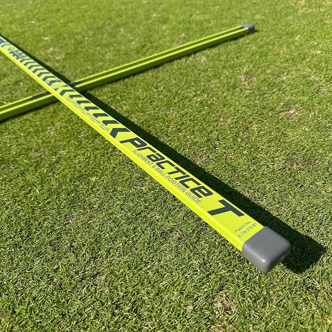 EyeLine Golf Practice T Swing Training Aid, Align Feet/Shoulders/HIPS to Ball, White or Green Alignment Sticks, Shoulder Mirror, PGA Tour Proven