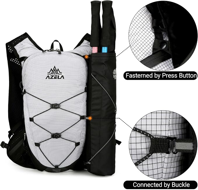 Lightweight Hydration Vest Backpack for Running, Cycling, Hiking, Bladder Pack with Bottle Holder for Outdoor Sports (WHITE, Trekking BAG)