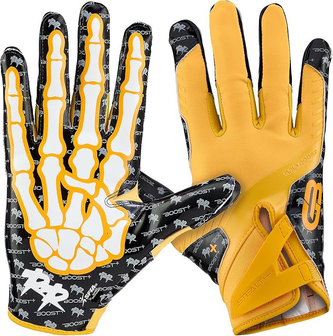 Grip Boost Football Gloves - Peace Stealth 6.0 Boost Plus Sticky Technology - Adult and Youth Football Gloves for Wide Receiver - Men's and Boys Sizes