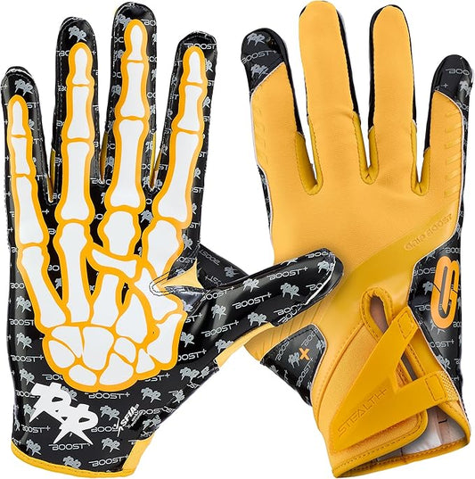 Grip Boost Football Gloves - Peace Stealth 6.0 Boost Plus Sticky Technology - Adult and Youth Football Gloves for Wide Receiver - Men's and Boys Sizes