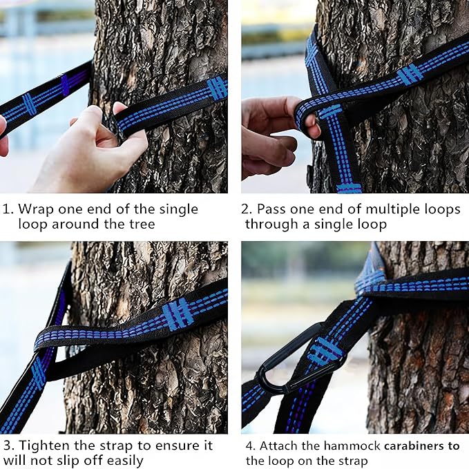 Camping Hammocks, Double & Single Hammock with Tree Straps,Portable Lightweight Parachute Nylon Camping Gear for Outside Hiking Beach Backpack Survival Travel- Up to 400lbs