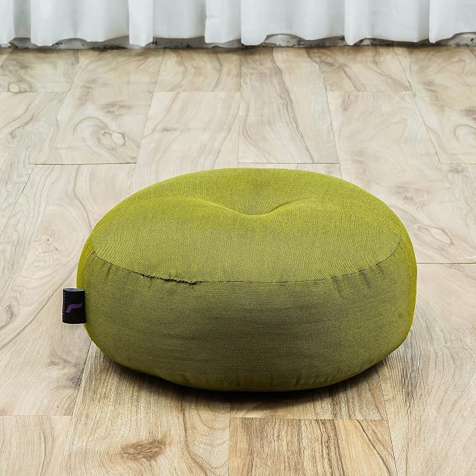 Leewadee Meditation Cushion Set – 1 Small Zafu Yoga Pillow and 1 Small Roll-Up Zabuton Mat Filled with Kapok
