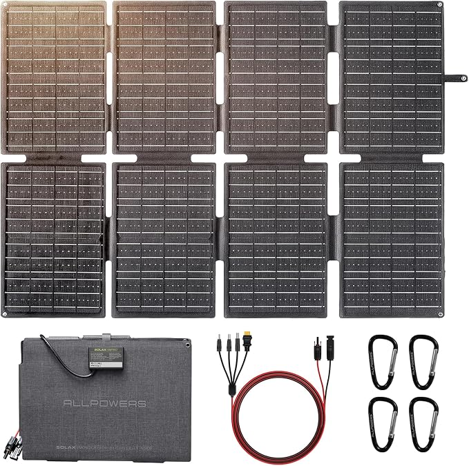 ALLPOWERS SE160 160W 18V Portable Solar Panel for Power Stations, 23% High Conversion Efficiency, Foldable Solar Charger, IP68 Waterproof Solar Generator for Outdoor Camping RV Off Grid System