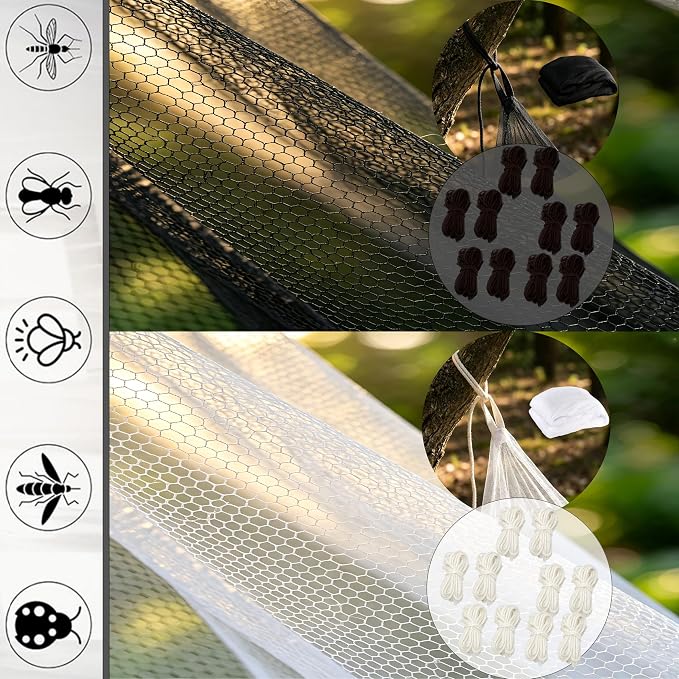 10'x10'x8.2' Outdoor Camping&Patio Mosquito Netting,Large Mosquito Netting with Hanging Ropes for Patio Camping Home Outdoor Travel (Black)